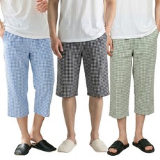 버블체크 잠옷바지 남성 5부 7부 남자 파자마 빅사이즈 반바지 홈웨어 하의