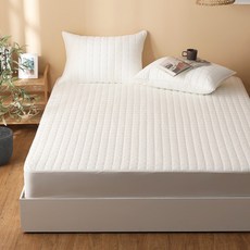 순면 매트리스커버 Q 150x200 누빔 침대 커버 밴딩, 화이트