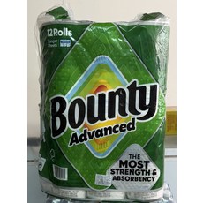 Bounty 兩層隨意撕特級廚房紙巾 強韌與高吸收力, 1個, 12捲