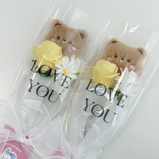 럽잇 데이지 인형친구들 한 송이 꽃다발 인형꽃다발 졸업식 입학식 수료식, 2개, 곰돌이