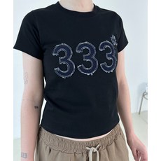 DENAGE 333 데님 로고 크롭 티셔츠 블랙 0386 278985