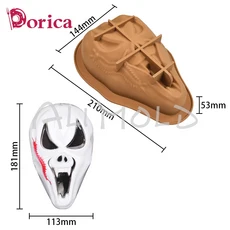 3D 광대 해골 마스크 무스 케이크 몰드 초콜릿 실리콘 DIY 할로윈 유령 석고 모델 주방 제빵기 액세서리, 01 빠른  Mainland, 11 MC 481