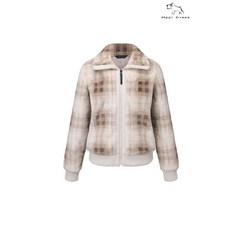 힐크릭 여성골프웨어 겨울잠바 체크 프린트 퍼집업 점퍼 1HCJKWU687BEG