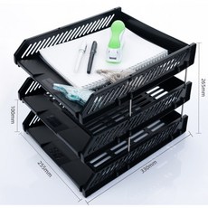 三層文件架 文件盤 文件座 辦公桌面文件架 資料收納 辦公用品文具, 黑色