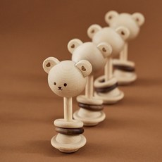 24hr出貨 韓國DTD天然原木輕盈寶寶手搖鈴 固齒器 磨牙棒 牙齒發育期 寶寶玩具 送禮選擇/商檢局認證書, 1個, 胡桃紅核桃樹, 手搖鈴