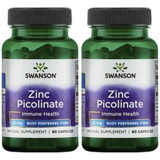 Swanson 斯旺森 吡啶甲酸鋅膠囊 22mg, 60顆, 2罐