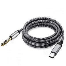 USB C타입 to TRS5.5잭 6.3mm 스마트폰 앰프오디오스피커연결 스테레오케이블 DAC, 2m, 1개