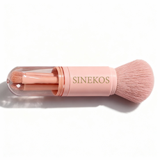 여행 필수품! SINEKOS 4in1 올인원 메이크업 브러쉬 세트 - 풍성한 모 & 간편 수납, 피치, 2개