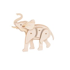 3D立體木質動物系列拼圖 兒童益智早教DIY拼裝玩具, 大象, 1個