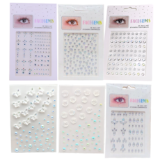 펴나나다 6종 축제용 페이스 큐빅 스티커, 1세트, 혼합색상