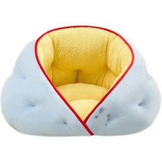 寵物用品 狗窩 圓形狗窩 狗墊子 冬季加厚保暖, 1個, M 3.0公斤內,淺藍海鹽