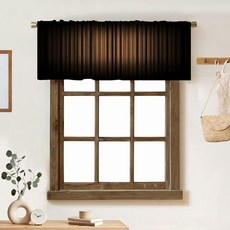 ZhiRain 브라운 및 블랙 밸런스 커튼 옴브레 추상 탠 다크 스트라이프 아트 미적 모던 로드 포켓 밸런스 창문 트리트먼트 짧은 커튼 주방 욕실 농가용 137.2 x 45.7