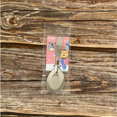 KOM 316不銹鋼兒童平底匙 兒童湯匙 叉子 恐龍 便當匙 幼稚園學習餐具, 1個, 獅子＆無尾熊