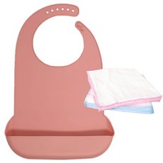 파라디 방수 성인용 턱받이 + 면손수건, 핑크(턱받이), 랜덤발송(손수건), 1세트