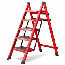 사다리 탄소강 휴대용 사다리 가정용사다리 레드 4단/5단, 1개