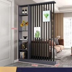 현관 거실 수납파티션 공간분리 가벽 조립형 진열장 자취, 1개, 140x24x200 그레이+블랙 튜브
