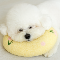 치즈펫 강아지 고양이 꿀잠 반달 베개 반려동물 쿠션, 1개, 옐로우
