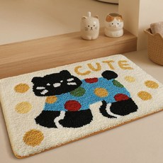 DEXI 부드러운 도톰 극세사 욕실 화장실 현관 미끄럼방지 논슬립 프리미엄 욕실 발매트 침대 귀여운, CUTE