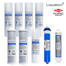 LIQUATEC 5M PPx4 CTO濾芯x2 1M PP RO逆滲透膜 椰殼小T 各x1 一年份9支組 美國LIQ, 1個