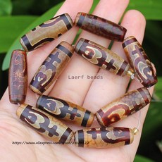 티벳 염주 1 조각 천연 마노 약 10x30mm 붉은 갈색 고대 티베트 Dzi 비즈 DIY 쥬얼리 만들기 용