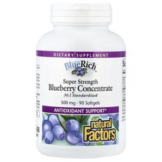 Natural Factors BlueRich 고강도 블루베리 농축물 500mg 소프트젤 90정, NaturalFactorsBlueRich고강도블루베리농, 1개