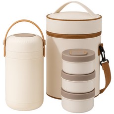 [온기가득] 피제닉 보온도시락 3단 세트 직장인 베이지, 1세트