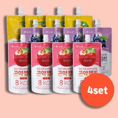 농협 곤약젤리 제주감귤+사과+포도 3종 세트_국산과일 농축액 휴대성 좋은 스파우트 파우치 당 지방 콜레스트롤 제로, 4세트, 450g