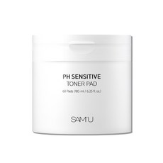 SAM'U PH敏感舒緩化妝棉 溫和去除角質 平衡酸鹼值 雙面設計 深層滋潤 敏感肌適用, 1個, 60片