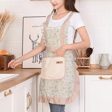 MigooHome 플라워 포켓 방수 앞치마 투피스, 6개, 녹색, 프리사이즈