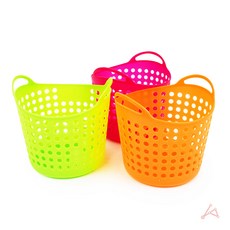 말랑말랑 소프트 타공 바구니 손잡이 다용도 수납함 플라스틱바구니, 빨강