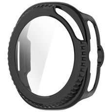 PC 鋼化玻璃一體錶殼│適用 三星 Watch 8 Classic SM-L500 SM-L505 手錶硬殼保護殼, 光面黑色, 1個