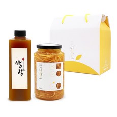 담아요 수제청 2구 선물세트, 1세트, [2구]생강청(플)650g+모과청650g