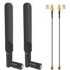 8dBi WiFi 안테나 RPSMA 남성 무선 네트워크 2.4U가 포함된 GHz 5.8GHz 듀얼 밴드입니다.미니 PCIe 카드 라우터용 FLIPEXRPSMA 암피그테일 케이블, 2PCS, 1개