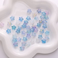 별모양비즈 액세서리 부자재 키링 DIY 화려한 스타 구슬 수제 헤어핀 목걸이 팔찌 재료, C. 물하늘(50pcs)
