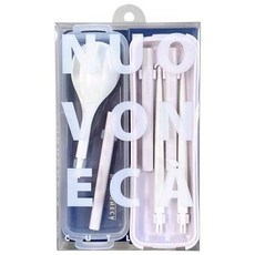 NUOVONECA 日本製 隨身攜帶環保餐具組 環保筷 環保湯匙 組合餐具 摺疊餐具 筷子 湯匙 附收納盒, 優雅紫, 1套, 餐具組