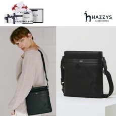 [백화점 정품] 헤지스 ACC [완판리오더] 블랙 가죽 체크 실버로고 남성크로스백 HJBA5E172BK