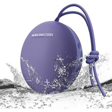 몬스터 IPX8 방수 샤워 스피커 블루투스 5.4 강력한 HD 사운드 및 풍부한 베이스 휴대용 무선 야외 스피커, 보라색