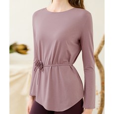 QUEEN YOGA瑜伽服新款圓領長款寬鬆溫柔設計感繫帶外搭（無胸墊款）