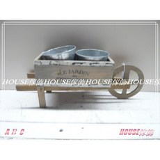 House傢飾 zakka南法田園鄉村風格Loft工業風木製推車2格花器花盆花架