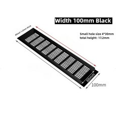후드캡 형 환기구 너비 100/150/200mm 환기 그릴 알루미늄 합금 메쉬 길이 100-500mm 캐비닛 공기 구멍 커버 하드웨어, [65] Width 100mm Black, [07] Length 100mm, 1개, 1개입