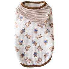 귀여운 애완동물 의류 곰 패턴 만화 강아지 옷 사계절용 민소매 새끼 고양이 풀오버 부드러운 피부 친화적 (XL (4.5-5.4kg(10-12파운드))