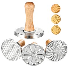 HULISEN 3吋 餅乾壓花模具 四件套, 原木色, 1個