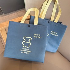 부직포 쇼핑백 소 포장봉투 재사용 가능 손잡이 선물봉투, 10개, 푸른 색 강아지