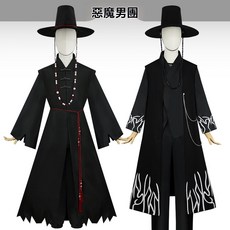 獵魔男團cosplay服裝套組 - 黑色浪漫風, 惡魔男團(全套含飾品打歌燙銀),L, 1個