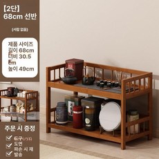 원목 서빙 바퀴 수납 선반 트레이 이동식 트롤리 웨건, 1개, 티 컬러 2칸 68cm