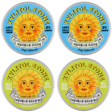 자일리톨스톤 무설탕 충치예방 입냄새 제거 사탕 틴케이스 오리지널2개+청포도2개, 70g, 4개