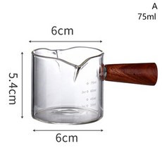 호환 에스프레소 샷 유리 더블 스파우트 유리 측정 컵 내열성 핸들 투명 체중계 와인 밀크 커피 측정 저그 70 ml 75ml, [02] A, as shown, [03] A, 1개