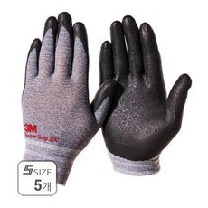 3M 슈퍼그립 200 안전 장갑 S, 5개, 그레이