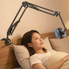 우디밸리 360도 강력고정 침대 핸드폰 거치대, 1개, 카본 블랙