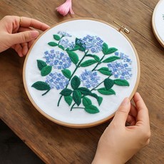 일상플랜 프랑스 자수 DIY 세트, 1개, 파란 수국